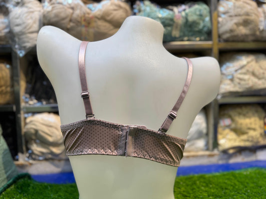 Polka Dot Push-Up Bra & Panty Set – Lace Trim & Gold Strap