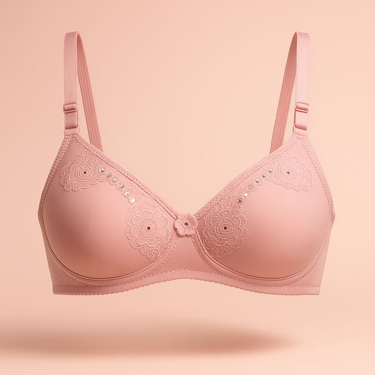 Pack of 3 different Colors-Elegant Lace-Embellished Soft Cup Bra